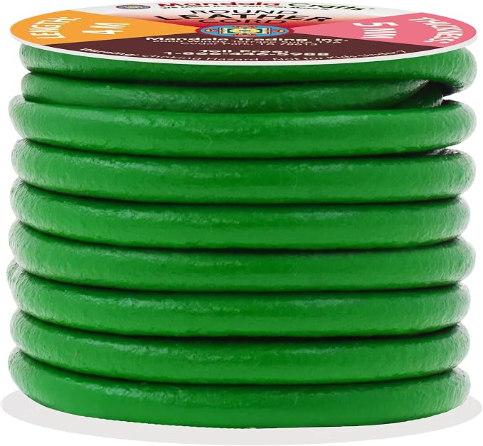 Mandala Crafts Round Genuine Green Leather Cord - Image 2