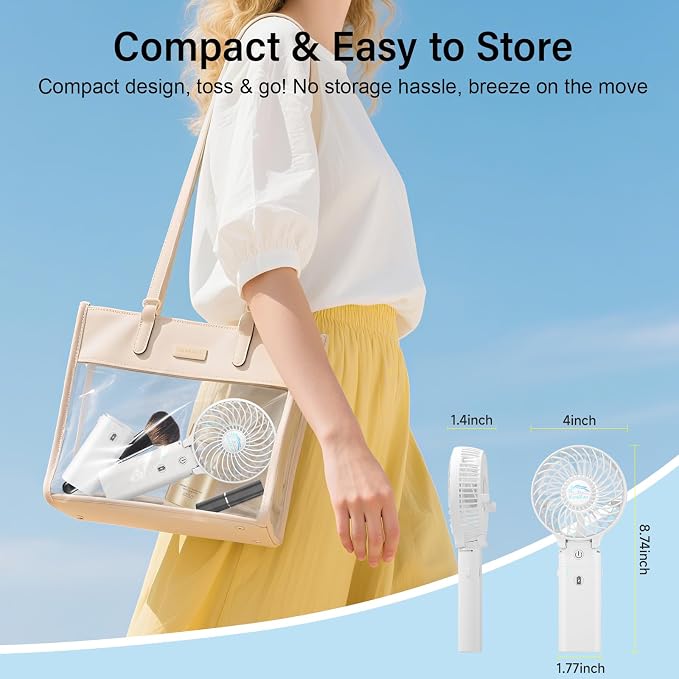 HandFan 10400mAh Portable Hand held Fan, 40Hrs Long-Lasted Hand Fan Rechargeable - Image 7