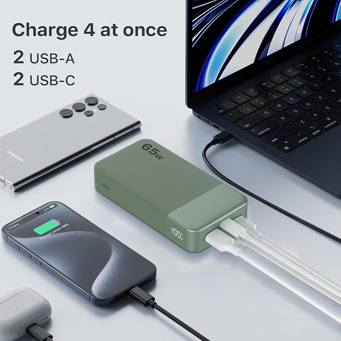 NOBIS 20000mAh Battery Pack Power Bank 65W Power Bank, Portable Charger - Image 4