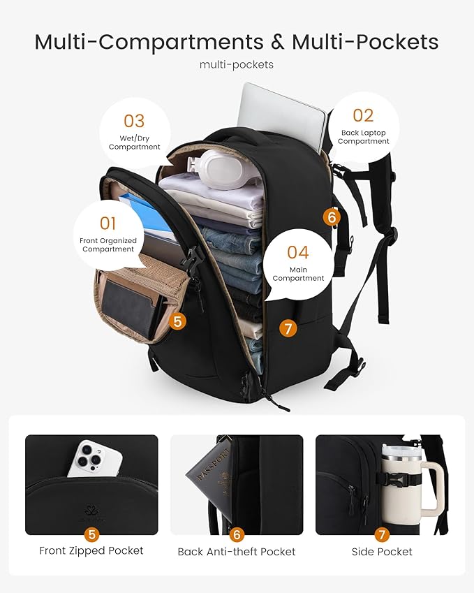 LOVEVOOK 50L Travel Backpack for Women, Airline Approved Carry On Backpack - Image 4
