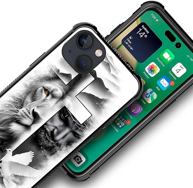 for iPhone 13 Mini Case, Lion Cross Jesus Christ Dove Pattern Made of Soft - Image 3