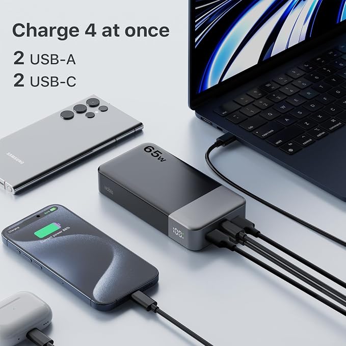 NOBIS 20000mAh Battery Pack Power Bank 65W Power Bank, Portable Charger - Image 4