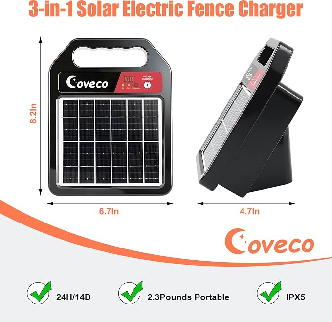 3in1 20Miles Solar Electric Fence Charger - Image 5