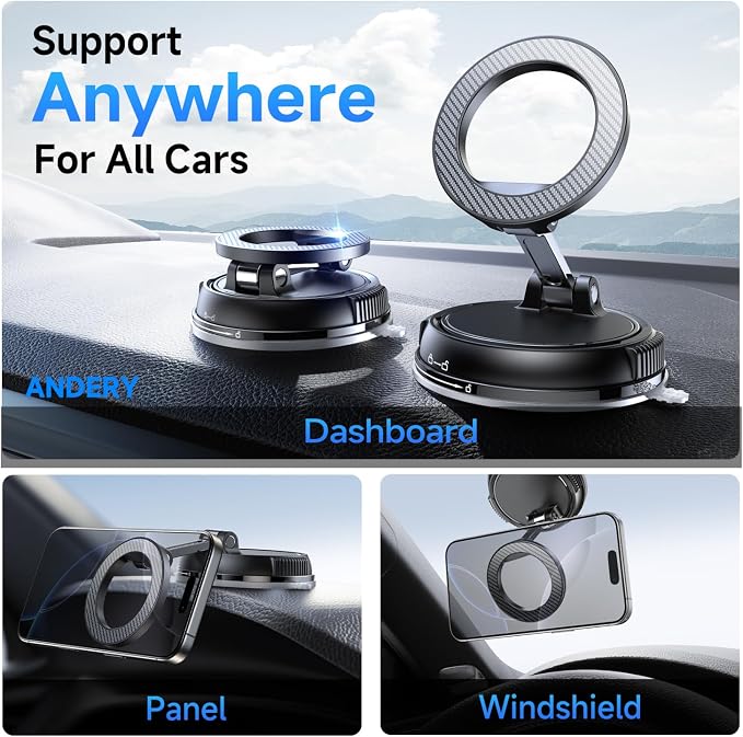 ANDERY Car Phone Holder for Magsafe 360° Adjustable Car Phone Mount, Phone - Image 2