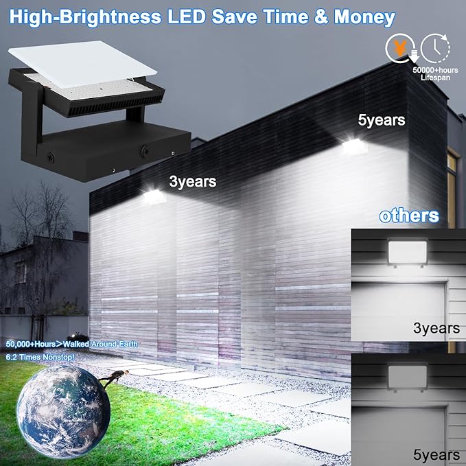 ledmo LED 150W Wall Pack Light Outdoor Switch Control Freely Rotating LED Wall - Image 7