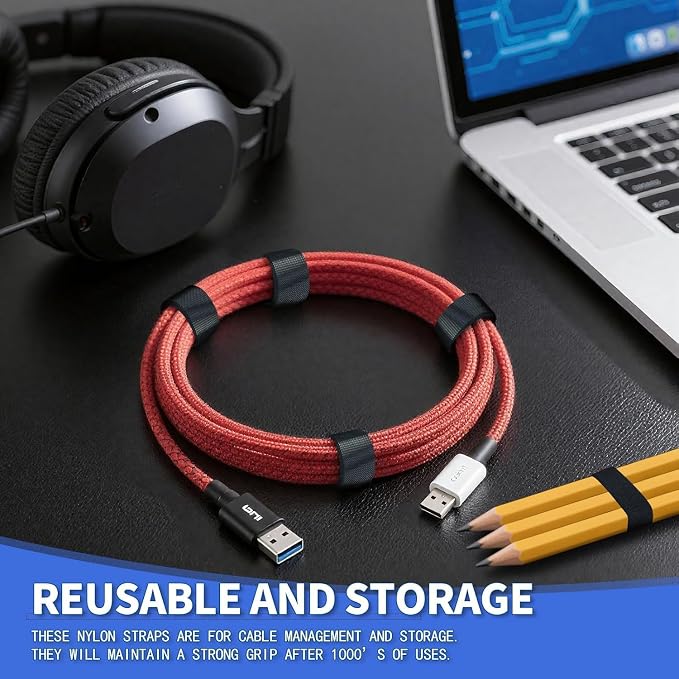 2In x 50Ft Reusable Cable Ties Hook and Loop Roll | Tie Down Straps, Nylon - Image 3