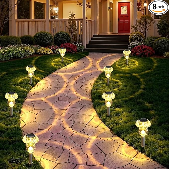 Benany Solar Lights Outdoor, 8 Pack Mushroom Lights Outside Waterproof by SolarOutdoorLights