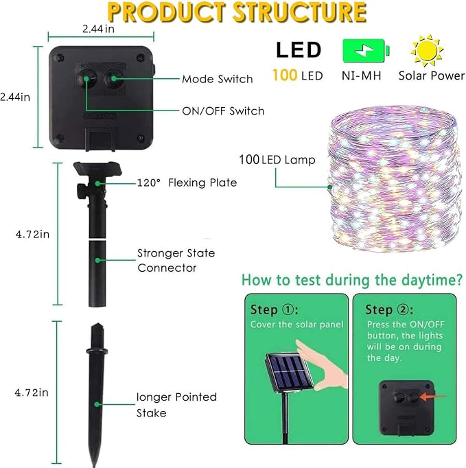 Solar String Lights Outdoor, 2 Pack Total 80FT 200 LED Solar Christmas Twinkle - Image 6