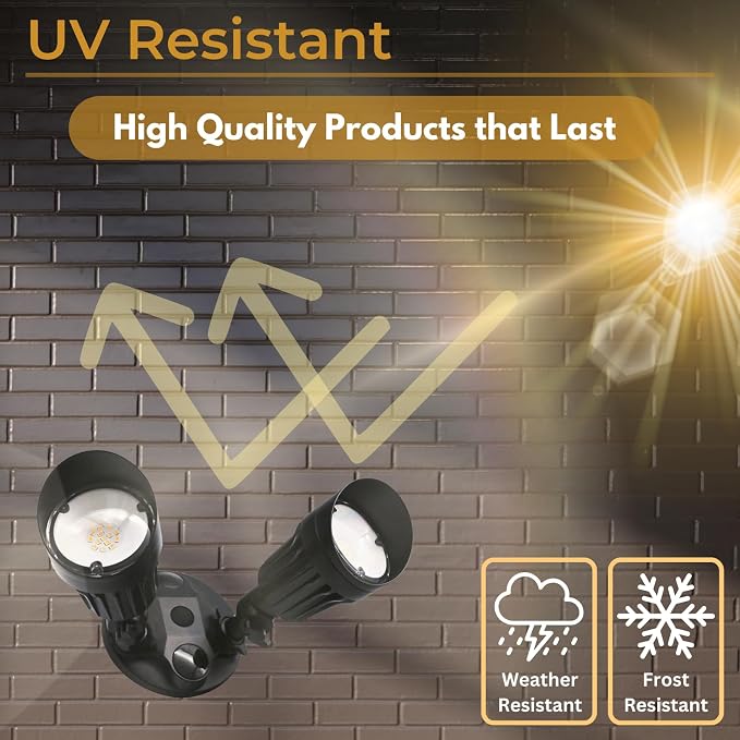 LED Black 2-Light Bullet Flood Light- 3000K Adjustable Dual Head Hardwired - Image 7
