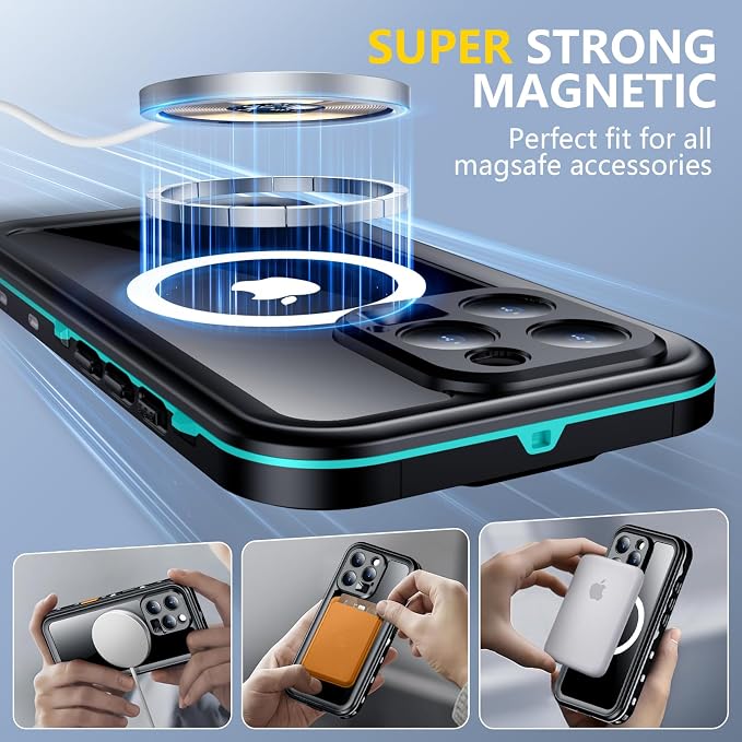 Red2Fire for iPhone 16 Pro Case Waterproof, Phone Case 6.3" Blue/Clear - Image 5