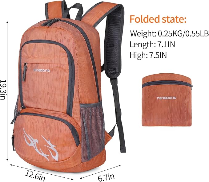 FENGDONG 35L Lightweight Foldable Waterproof Packable Travel Small Hiking - Image 2