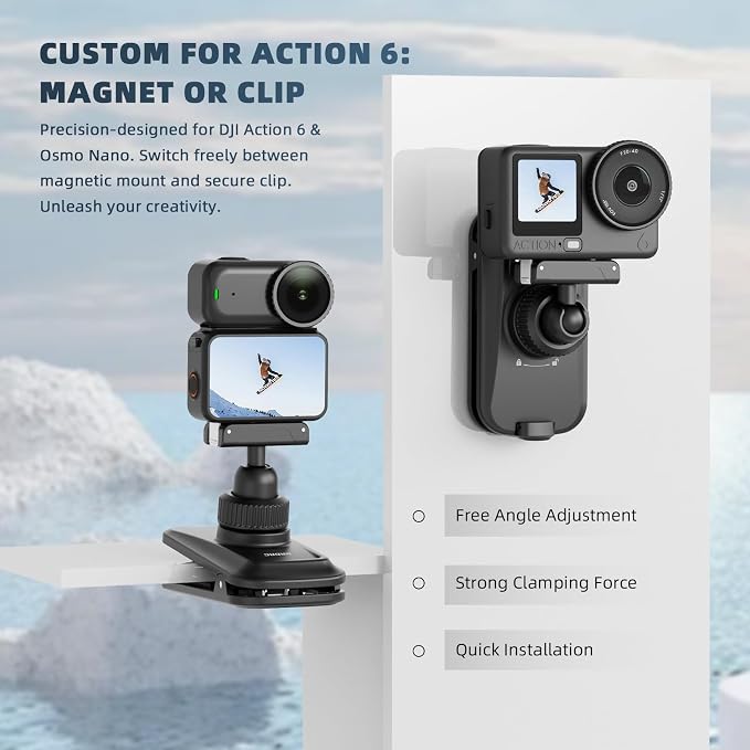 BRDRC Magnetic Backpack Mount for DJI Action 6 Nano, Quick Release Magnet Mount - Image 2