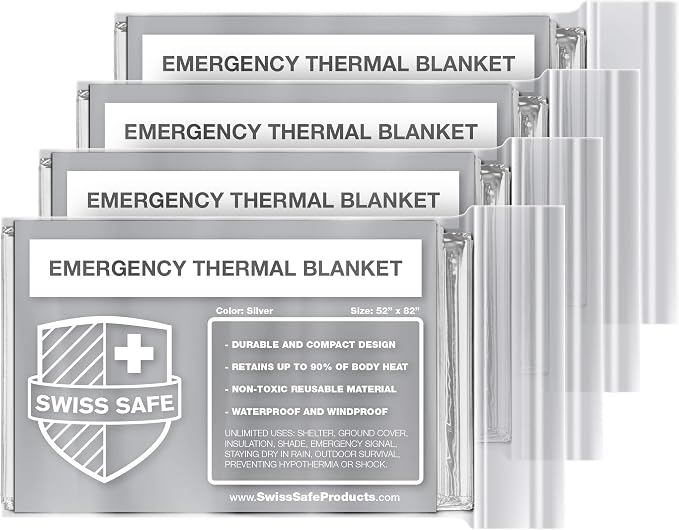 Swiss Safe 4 Pack Mylar Emergency Blankets by SwissSafe