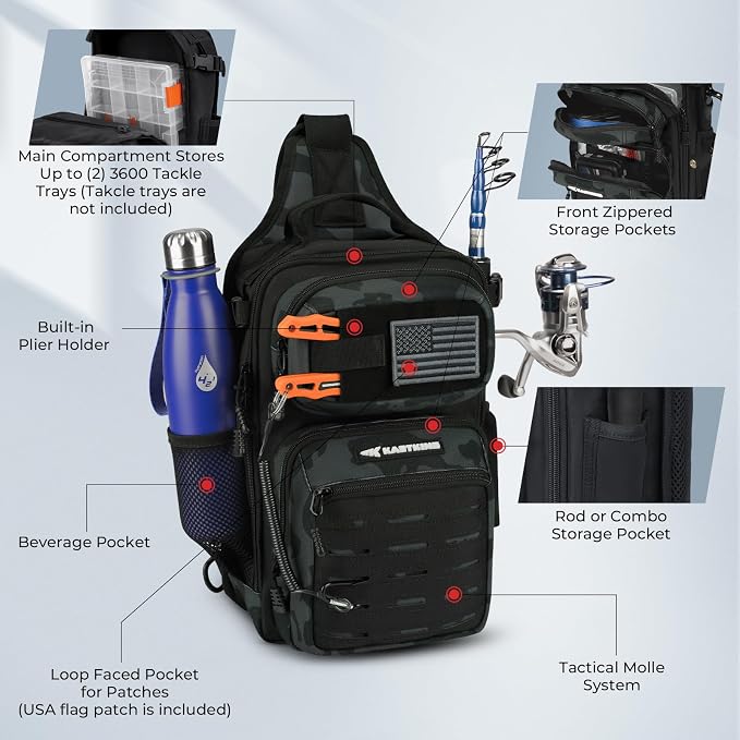 KastKing BlowBak Tactical Sling Tackle Bag-Lightweight Fishing Backpack Storge - Image 4