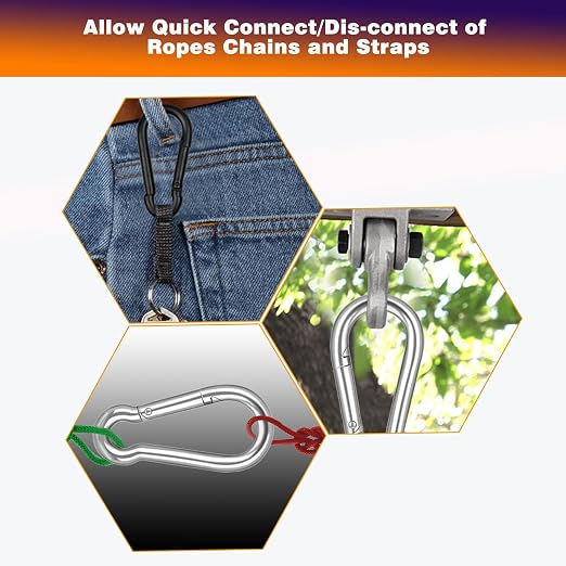 30PCS M8 Heavy Duty Carabiner Clip, 3Inch Snap Hook Quick Link Carabiner Clips - Image 6