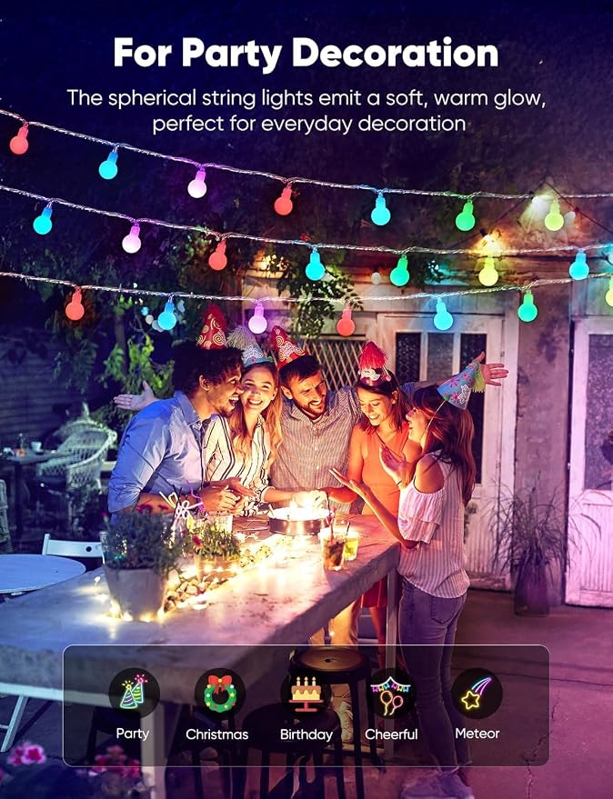 Minetom Color Changing Globe String Lights, 33 Feet 100 Led Fairy Lights Plug in - Image 7