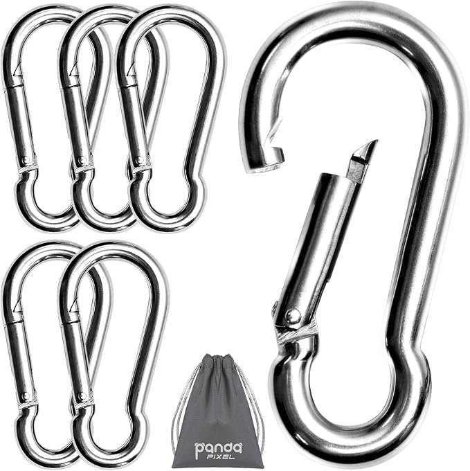 Pixel Panda 3.1&4 Inch Heavy Duty Carabiner Clips Load 1000lbs, 2&4&8Pack Large by PixelPanda