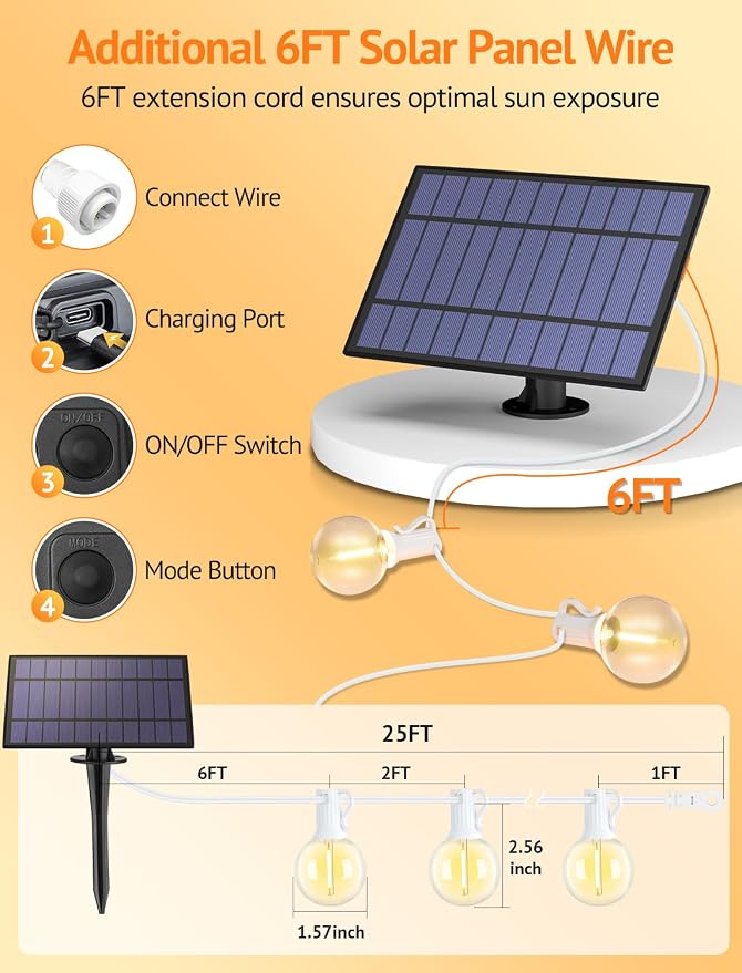 Larkvue 25FT Solar String Lights Outdoor - Image 4