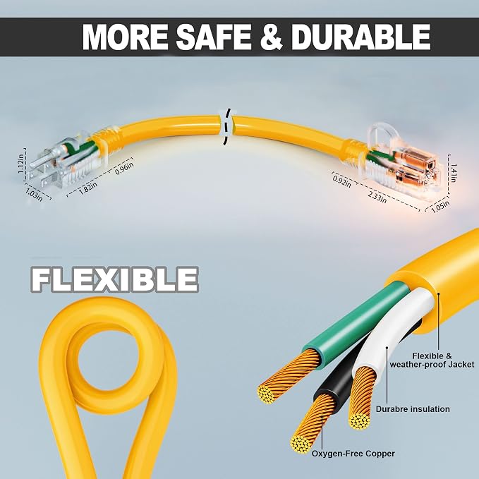 HUANCHAIN 200 ft 12/3 Gauge Outdoor Extension Cord Waterproof Heavy Duty - Image 2