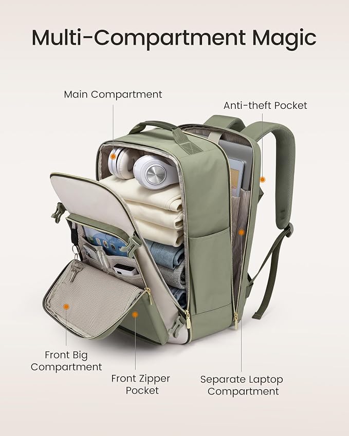 LOVEVOOK 56L Travel Backpack for Women & Men, Airline Approved Carry On Luggage - Image 3