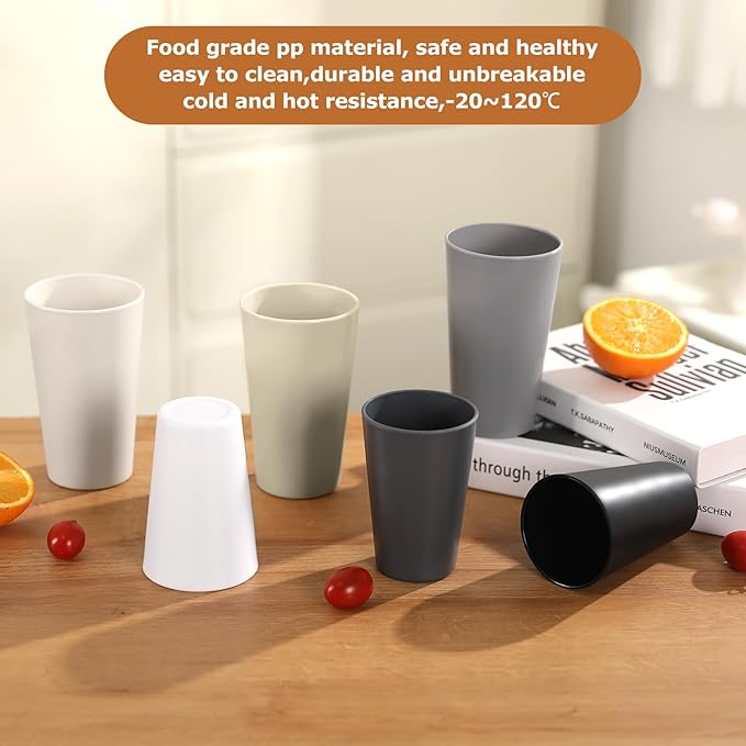 HEYCOME 24 Pcs Unbreakable Plastic Cups Set, Stackable Water Tumblers, Drinking - Image 4