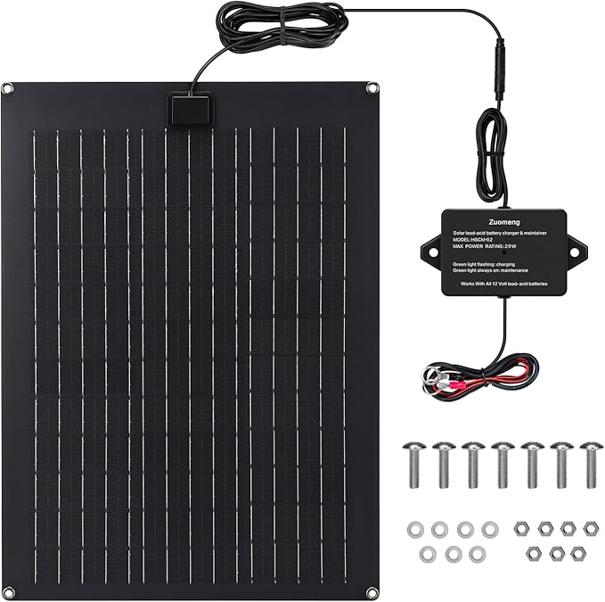 Solar Battery Charger Maintainer, Zuomeng 20W Solar Panel Kit by Zuomeng