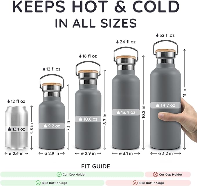 Bambaw Travel Water Bottle Stainless Steel 24 oz, Insulated Stainless Steel - Image 5