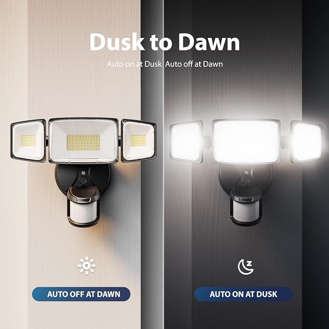 Onforu 100W LED Motion Sensor Outdoor Lights, Dusk to Dawn Flood Light Outdoor - Image 6