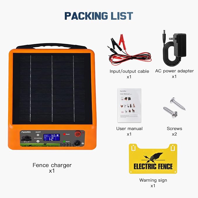20 Miles Solar Powered Electric Fence, 6-12KV Adjustable Output Solar Charger - Image 7