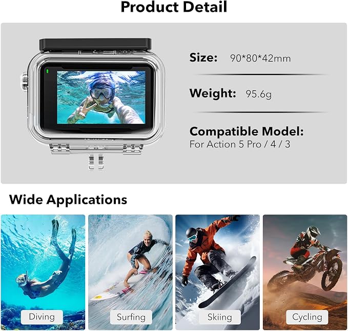 Waterproof Case for DJI Action 5 Pro/Action 4/3, Protective Diving Housing - Image 7