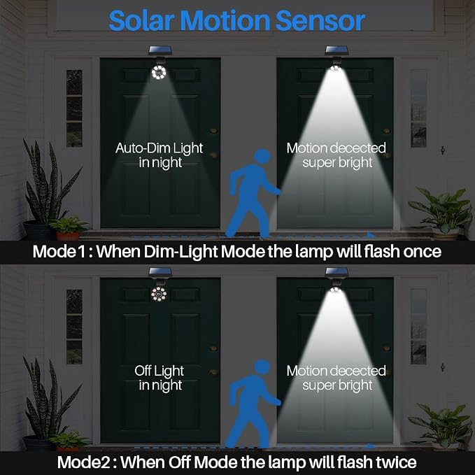 Solar Motion Sensor Light of 2, Solar Lights Outdoor Waterproof, 100-Week 100% - Image 3