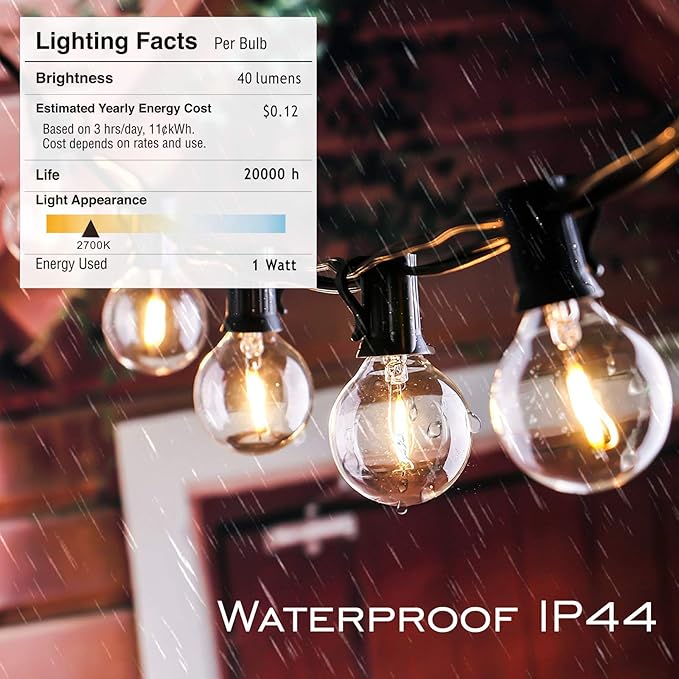 DAMAING Outdoor String Lights LED 50Feet G40 Globe Patio Lights - Image 8
