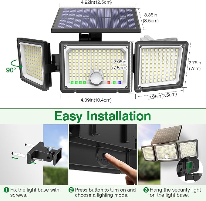 Solar Outdoor Lights Motion Sensor, 2500LM 286 LED Security Flood Lights - Image 8