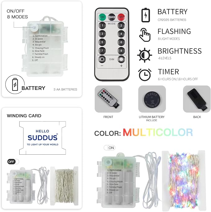 suddus 66ft 200 LED Outdoor String Lights, Led Twinkle Lights - Image 9