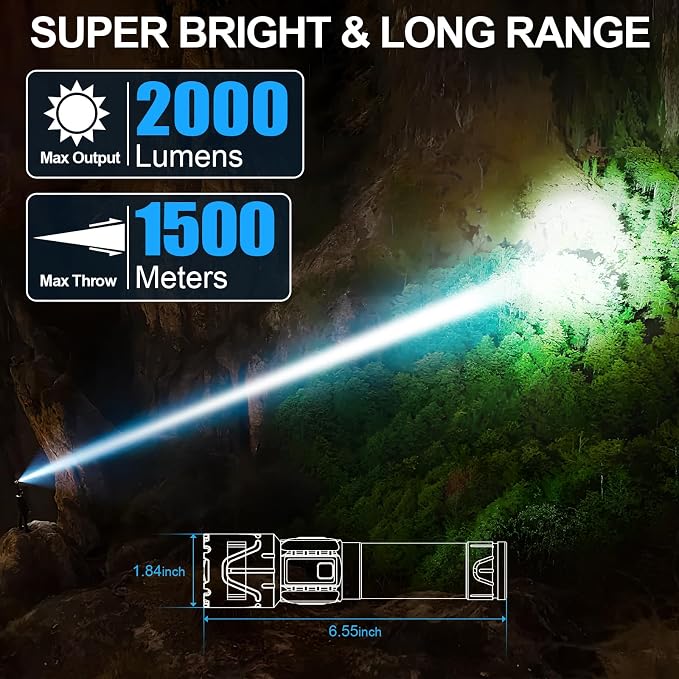 Banral Rechargeable Tactical Flashlights 2000 High Lumens - 5000mAh Super - Image 2