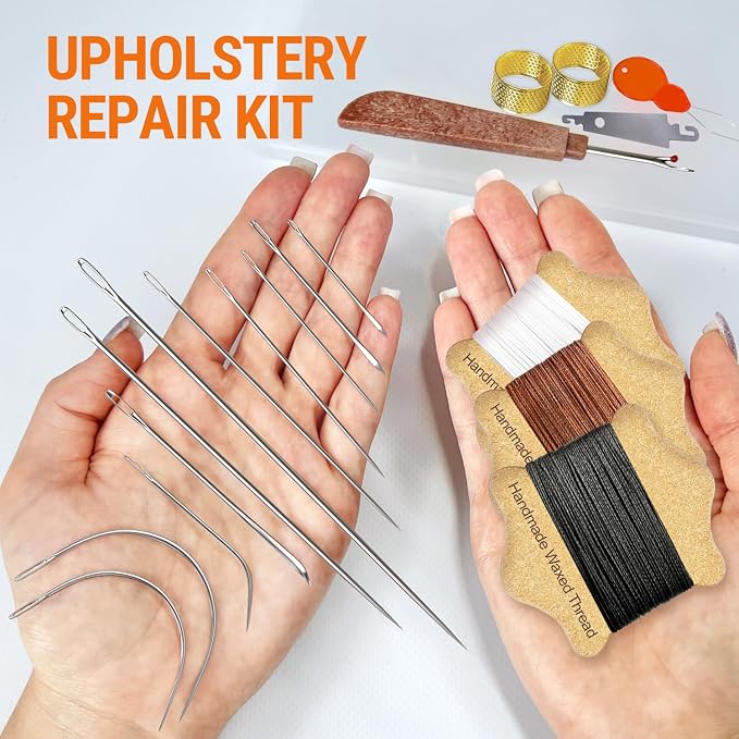 VONEEDL Upholstery Repair Kit: Waxed Sewing Thread & Heavy Duty Needles - Image 2