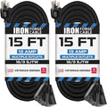 Iron Forge Cable 2 Pack 15 Ft Black Extension Cord by IronForgeCable