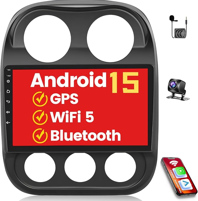 Hikity Android 15 Car Stereo for Jeep Patriot Compass 2010-2016, 10.1'' by Hikity