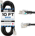 Iron Forge Cable 12 Gauge Outdoor Extension Cord 10 Ft, SJTOW 12/3 Heavy Duty by IronForgeCable