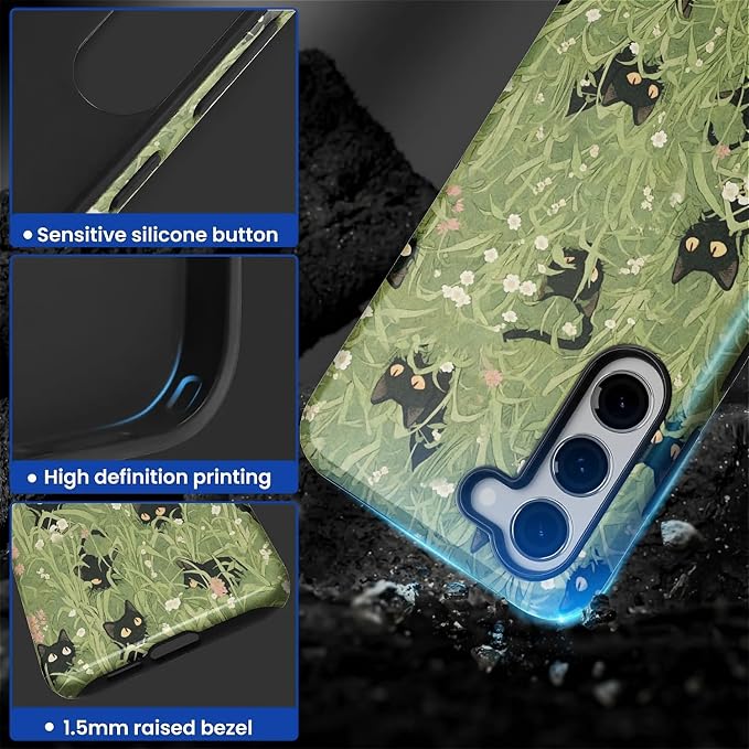 for Samsung Galaxy S23 Plus Case, HL2 Grass Cat Hybrid 2 Layer Hard Shell - Image 3