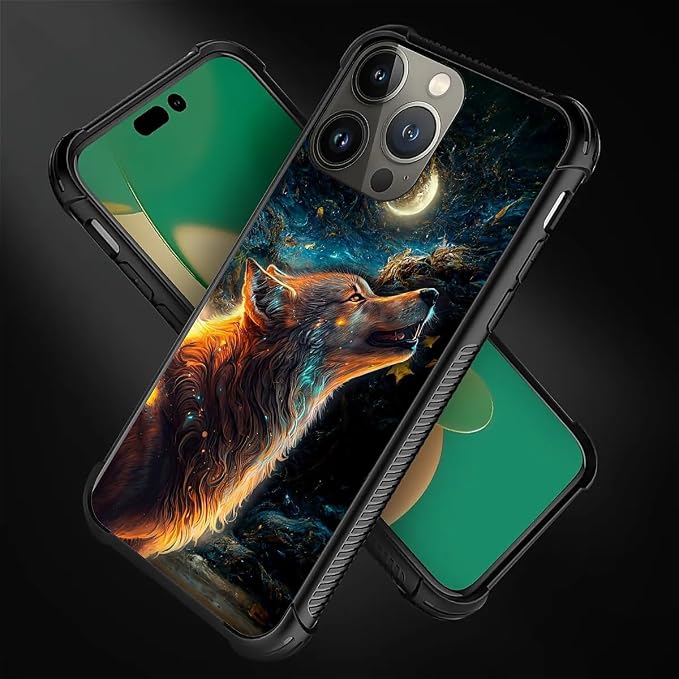 for iPhone 14 Pro Max Case, Star Cave Hungry Wolf Pattern Graphic Design Girl - Image 7