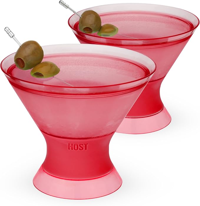 HOST Freeze Insulated Martini Cooling Cups, Plastic Freezer Gel Chiller Double by HOST