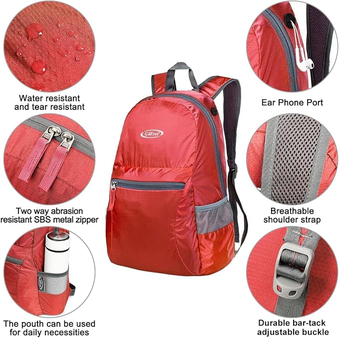 G4Free 20L Lightweight Packable Backpack Travel Hiking Daypack Foldable Backpack - Image 5