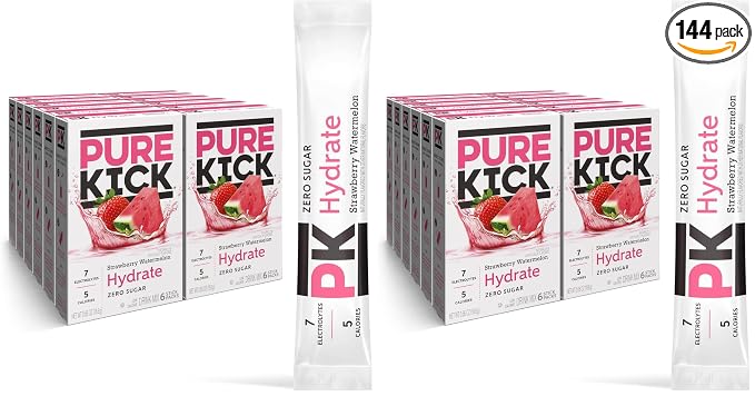 Pure Kick Hydration Singles To Go Drink Mix, Strawberry Watermelon, Includes 12 by PureKick