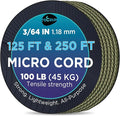TECEUM Micro Paracord – 1.18 mm X 125 ft – Micro Utility Cord – Thin Braided by TECEUM