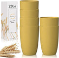 Wheat Straw Cups 6 PCS Good Alternative to Plastic Reusable Cups 20 oz by WROVA