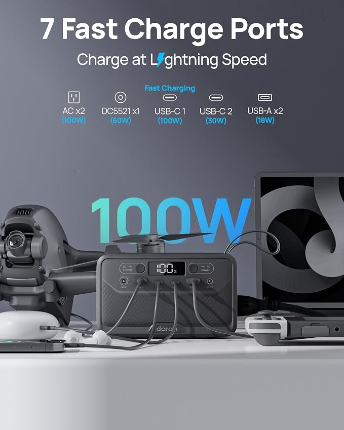 Portable Power Station 89.6Wh LiFePO4 Battery, Solar Power Bank - Image 6