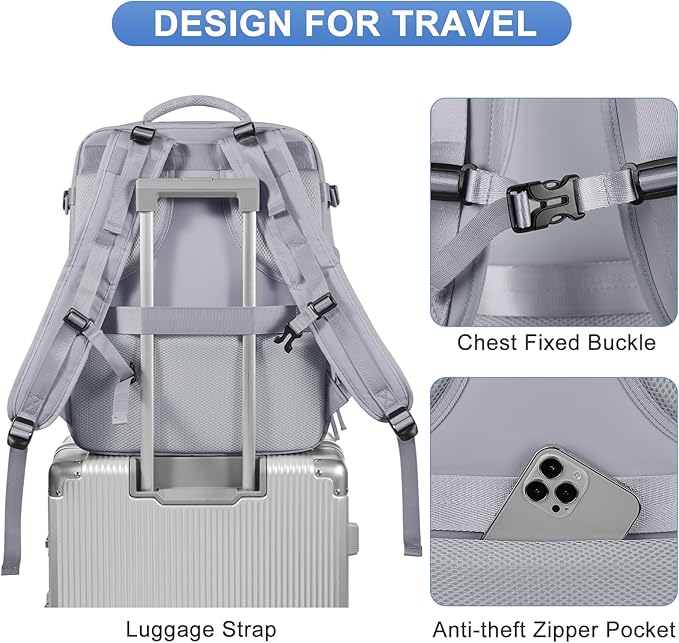 Grey Travel Backpack - Image 7