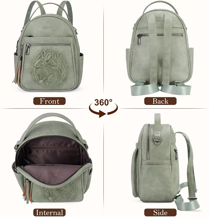 Mini Backpack Purse for Women, Embossed Leather Small Backpack Fashion Travel - Image 4