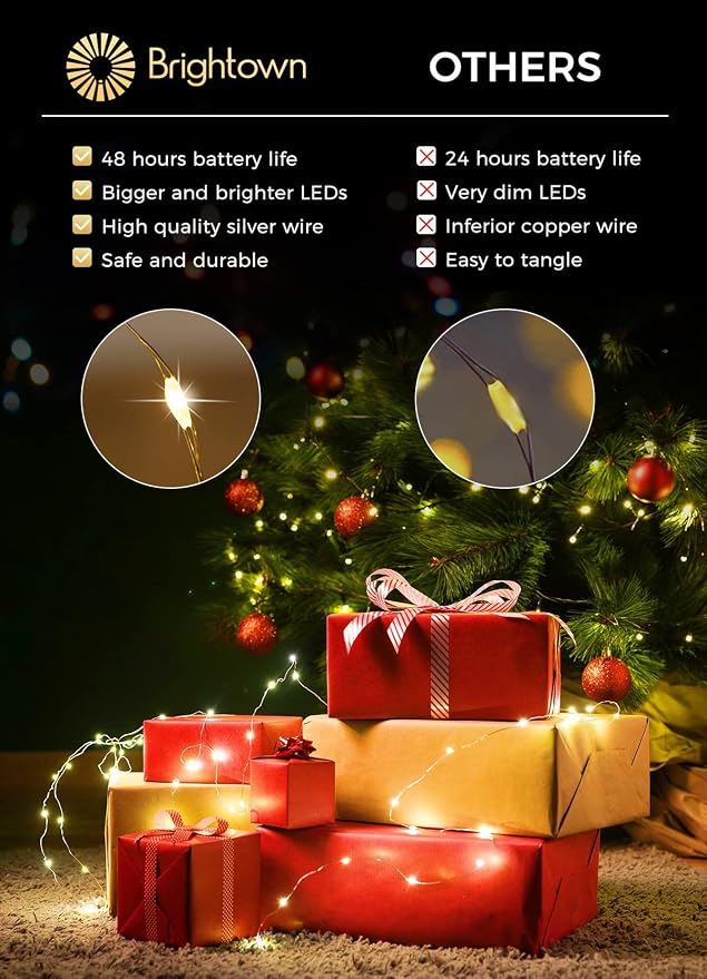 Brightown 12 Pack Led Fairy Lights Battery Operated String Lights Waterproof - Image 2